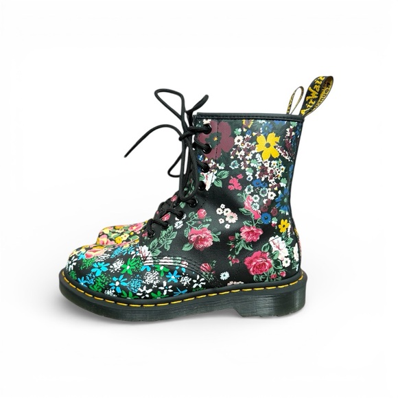 Dr. Martens Black Floral 1460 Pascal Floral Mashup Combat Boots Size 8 - Picture 2 of 7